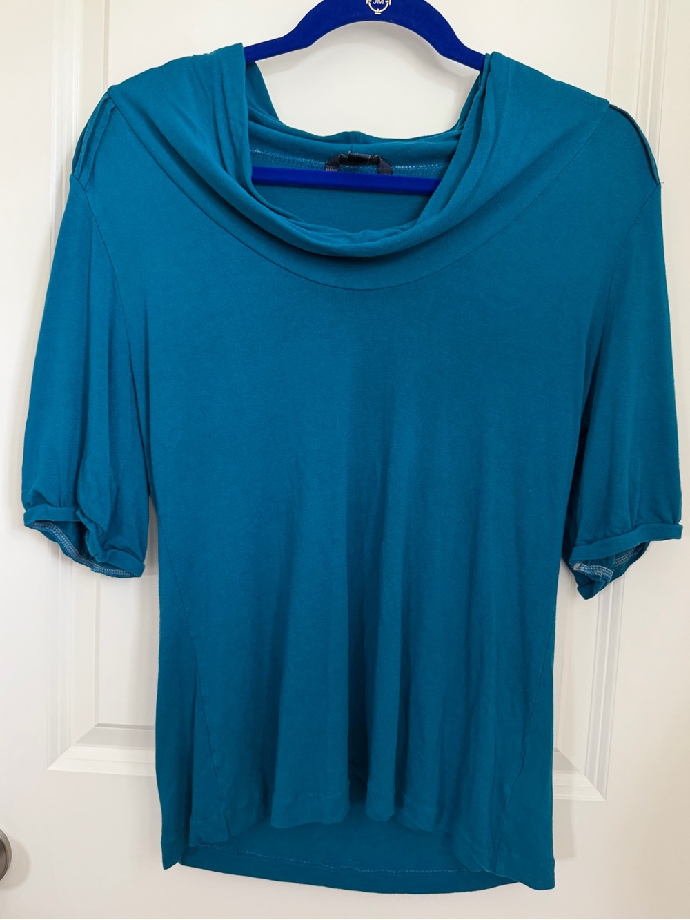 Banana Republic Teal Cowl-Neck Short Sleeve Top